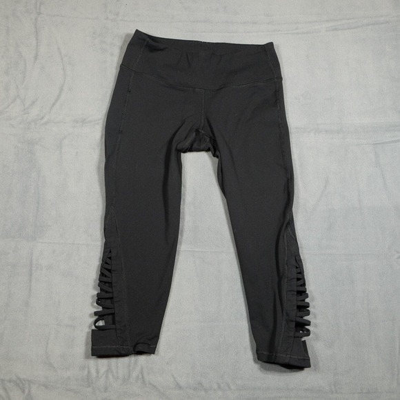 Athleta Pants - Athleta Cropped Leggings Womens S Black Cut Out Leg Stretch Nylon Blend Pull On